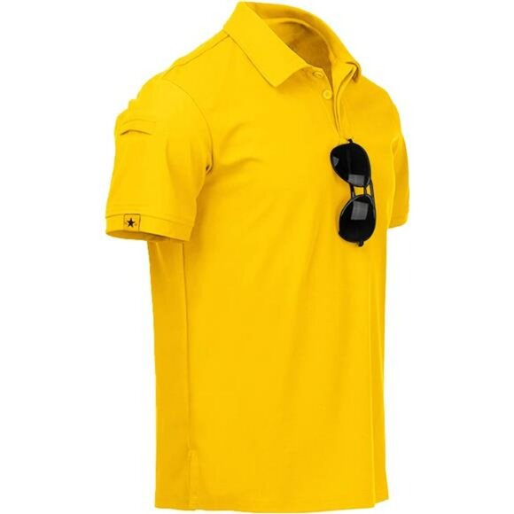 Mens Tactical Polo Shirt Short Sleeve Golf Collared Performance Athletic Tee - Picture 1 of 6